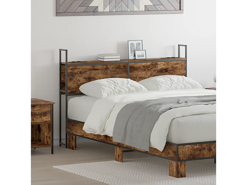 Tête de Lit de rangement | Panneau de tête pour lit Chêne fumé 150 cm Bois d'ingénierie