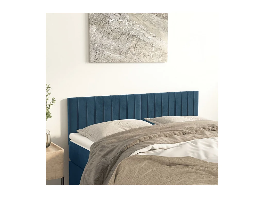 Cabeceros | Cabezal de cama | Mueble de cabecero 2 unidades terciopelo azul oscuro 72x5x78/88 cm