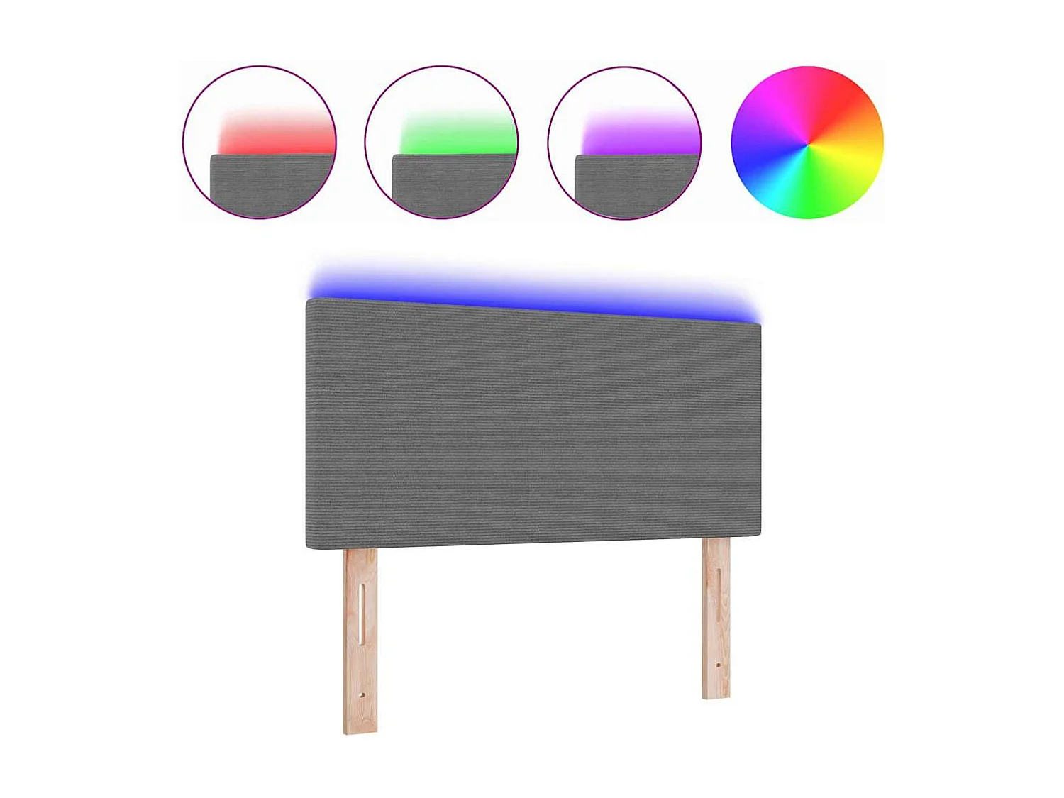 Mueble cabecero | Cabecero | Cabezal de cama LED con luces de tiras LED Gris claro 100 cm tela