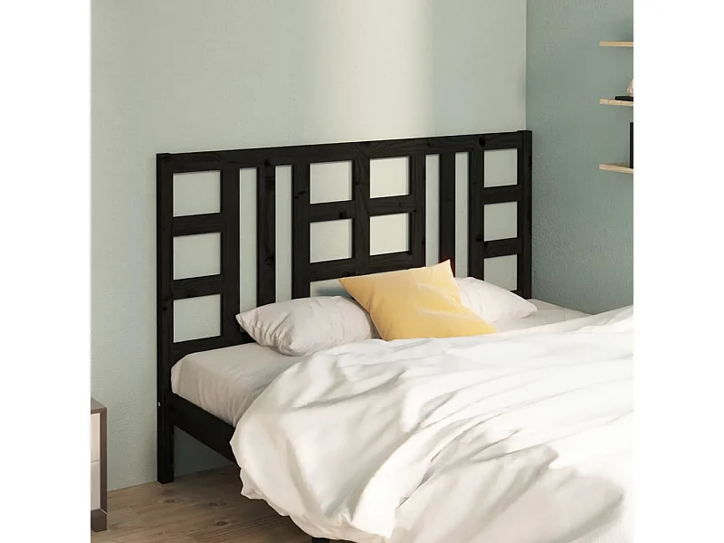 Cabecero de Cama | Cabezal de cama | Mueble de cabecero madera maciza de pino negro 146x4x100 cm