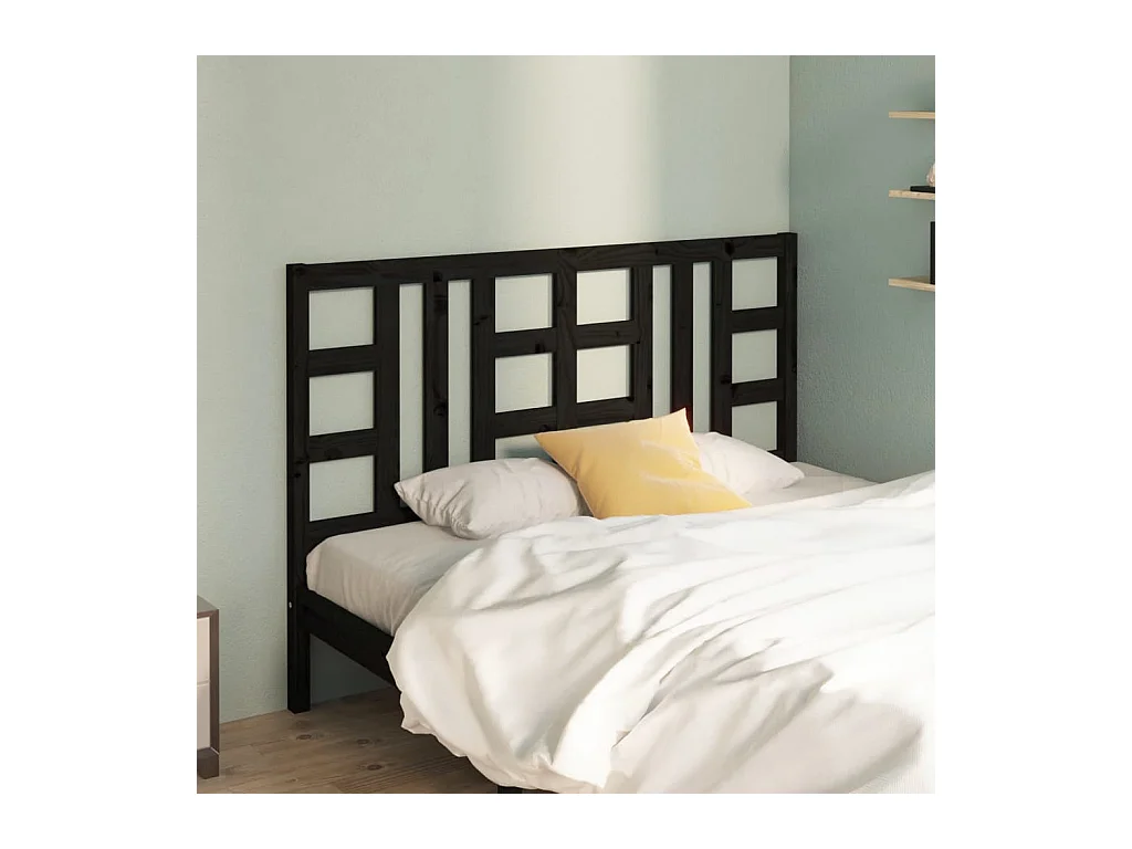 Cabecero de Cama | Cabezal de cama | Mueble de cabecero madera maciza de pino negro 146x4x100 cm