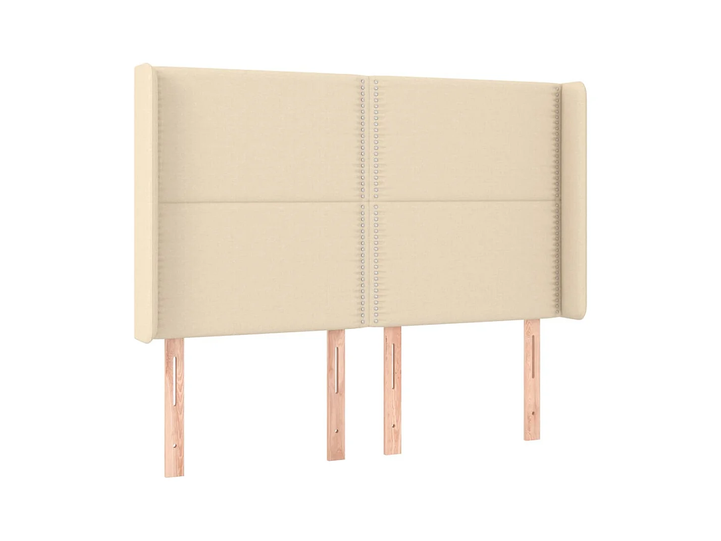 Mueble cabecero | Cabezal de cama | Cabecero con LED de tela color crema 147x16x118/128 cm