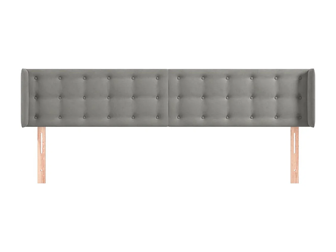Tête de Lit | Panneau de tête pour lit Moderne avec oreilles Gris clair 163x16x78/88 cm Velours
