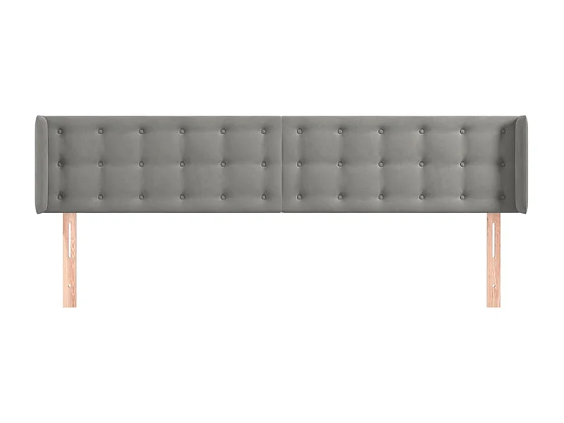 Mueble cabecero | Cabezal de cama | Cabecero de terciopelo gris claro 203x16x78/88 cm