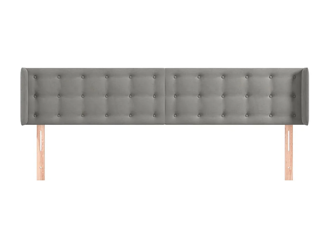 Mueble cabecero | Cabezal de cama | Cabecero de terciopelo gris claro 203x16x78/88 cm