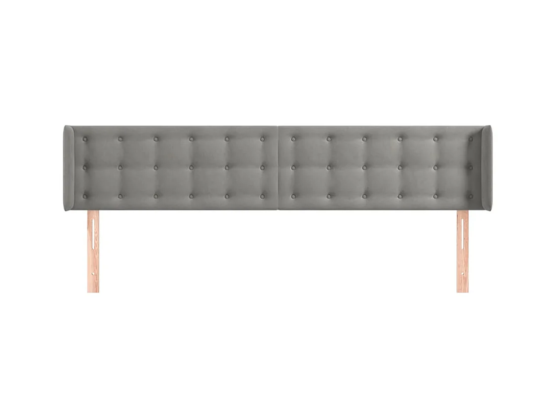 Tête de Lit | Panneau de tête pour lit Moderne avec oreilles Gris clair 203x16x78/88 cm Velours