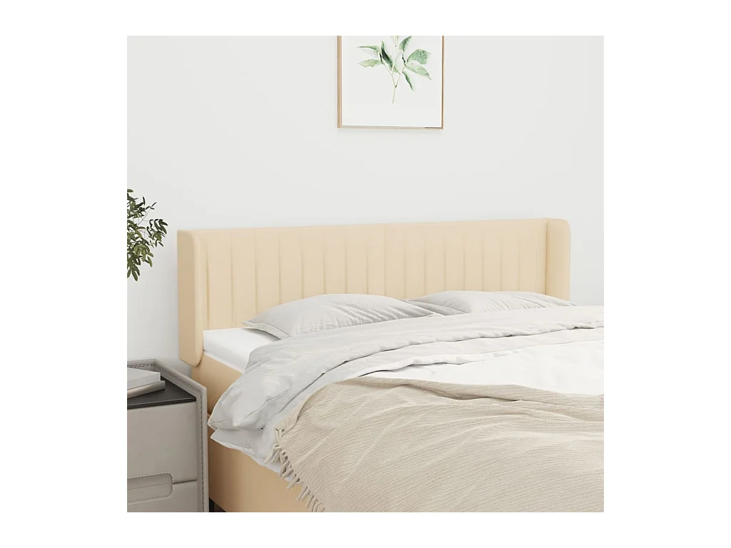 Mueble cabecero | Cabezal de cama | Cabecero de tela color crema 147x16x78/88 cm