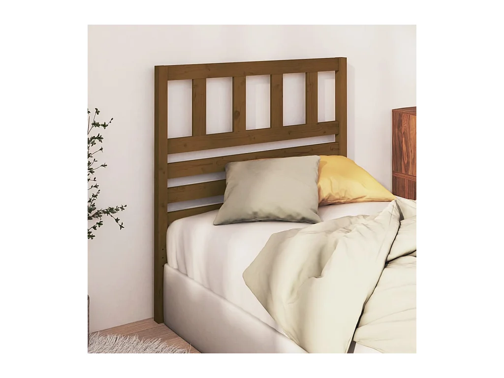 Tête de Lit | Panneau de tête pour lit Moderne Marron miel 106x4x100 cm Bois massif de pin