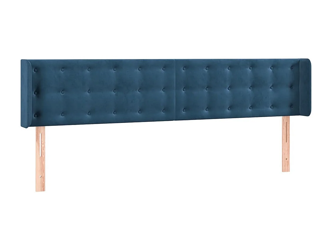 Tête de Lit | Panneau de tête pour lit Moderne à LED Bleu foncé 183x16x78/88 cm Velours