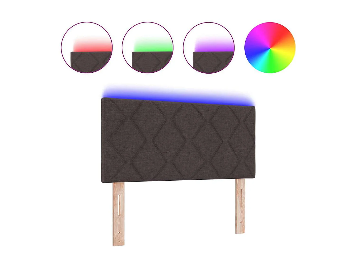 Tête de Lit | Panneau de tête pour lit Moderne avec des lumières à LED Réglable Marron 90 cm tissu