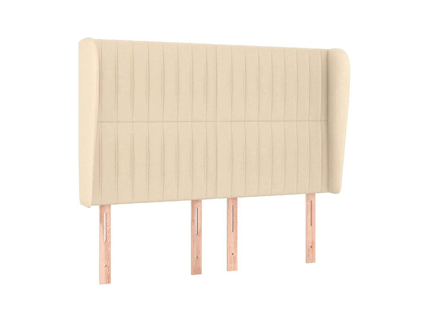 Cabecero | Cabezal de Cama | Mueble cabecero con orejas de tela color crema 147x23x118/128 cm