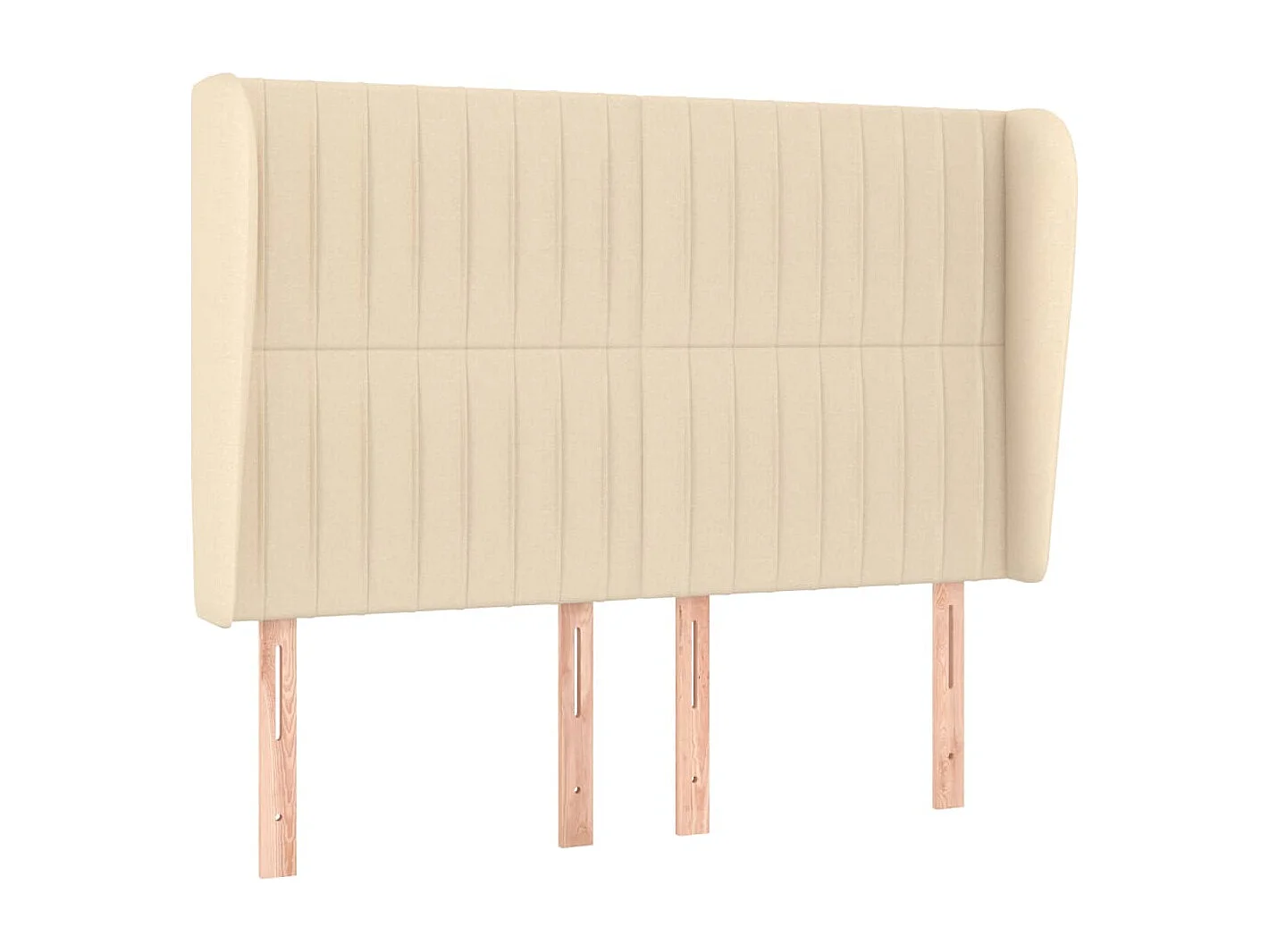 Cabecero | Cabezal de Cama | Mueble cabecero con orejas de tela color crema 147x23x118/128 cm