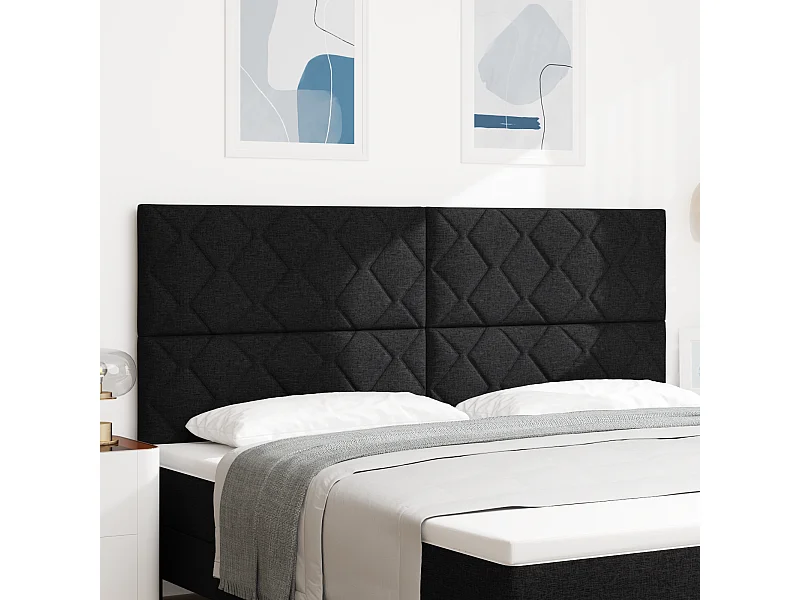 Tête de Lit | Panneau de tête pour lit Moderne en Tissu Geometric Manuel Noir 200 cm tissu