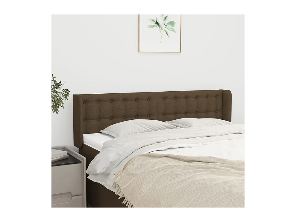 Mueble cabecero | Cabezal de cama | Cabecero de tela gris oscuro 147x16x78/88 cm