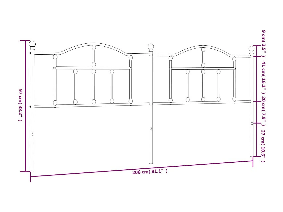 Tête de Lit | Panneau de tête pour lit Moderne métal blanc 200 cm