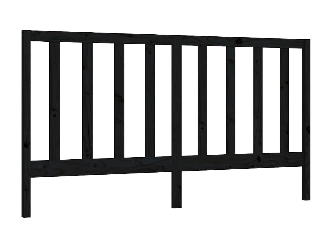Tête de Lit | Panneau de tête pour lit Moderne Noir 206x4x100 cm Bois massif de pin