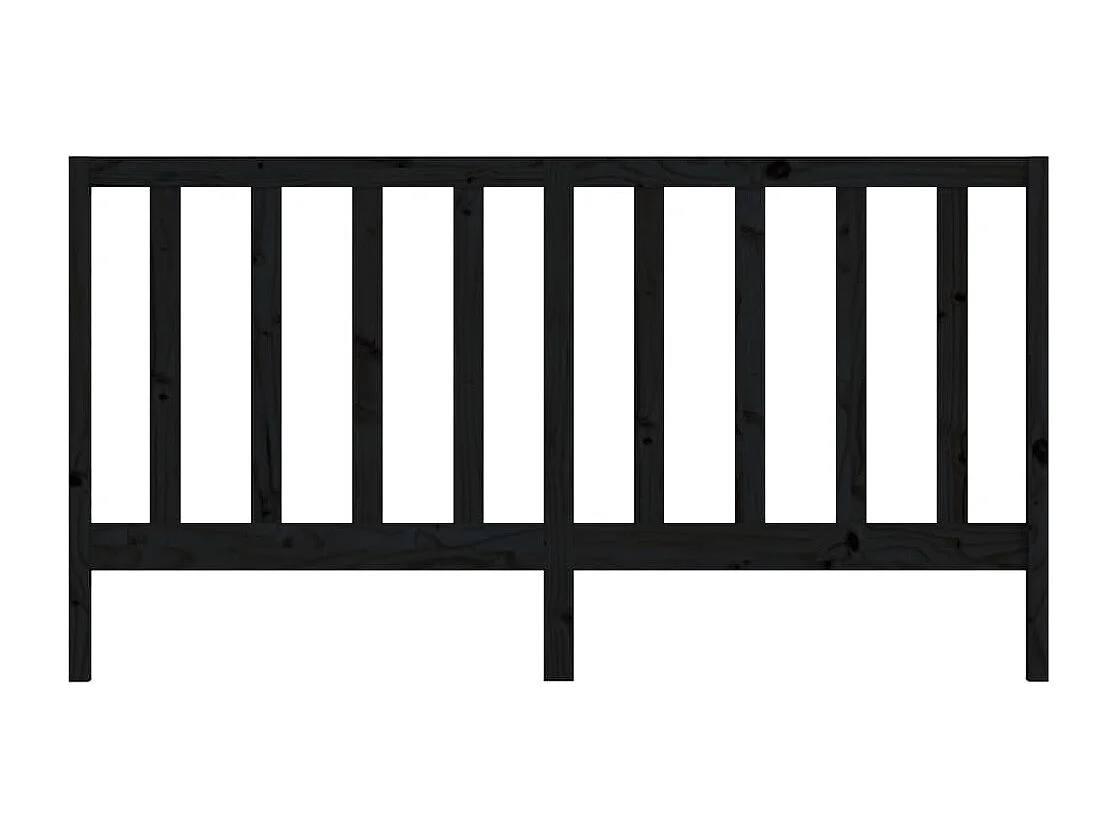 Tête de Lit | Panneau de tête pour lit Moderne Noir 206x4x100 cm Bois massif de pin