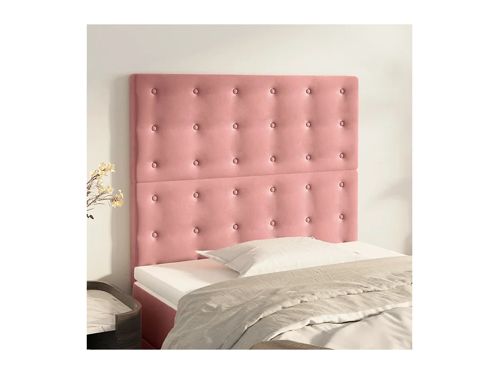 Cabeceros | Cabezal de cama | Mueble de cabecero 2 unidades de terciopelo rosa 100x5x78/88 cm