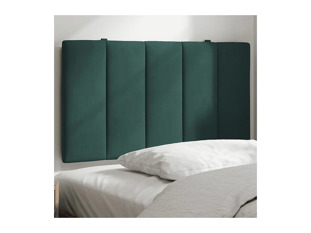 Cabecero de Cama | Cabezal de cama | Mueble de cabecero acolchado Hanko terciopelo verde oscuro 90 cm