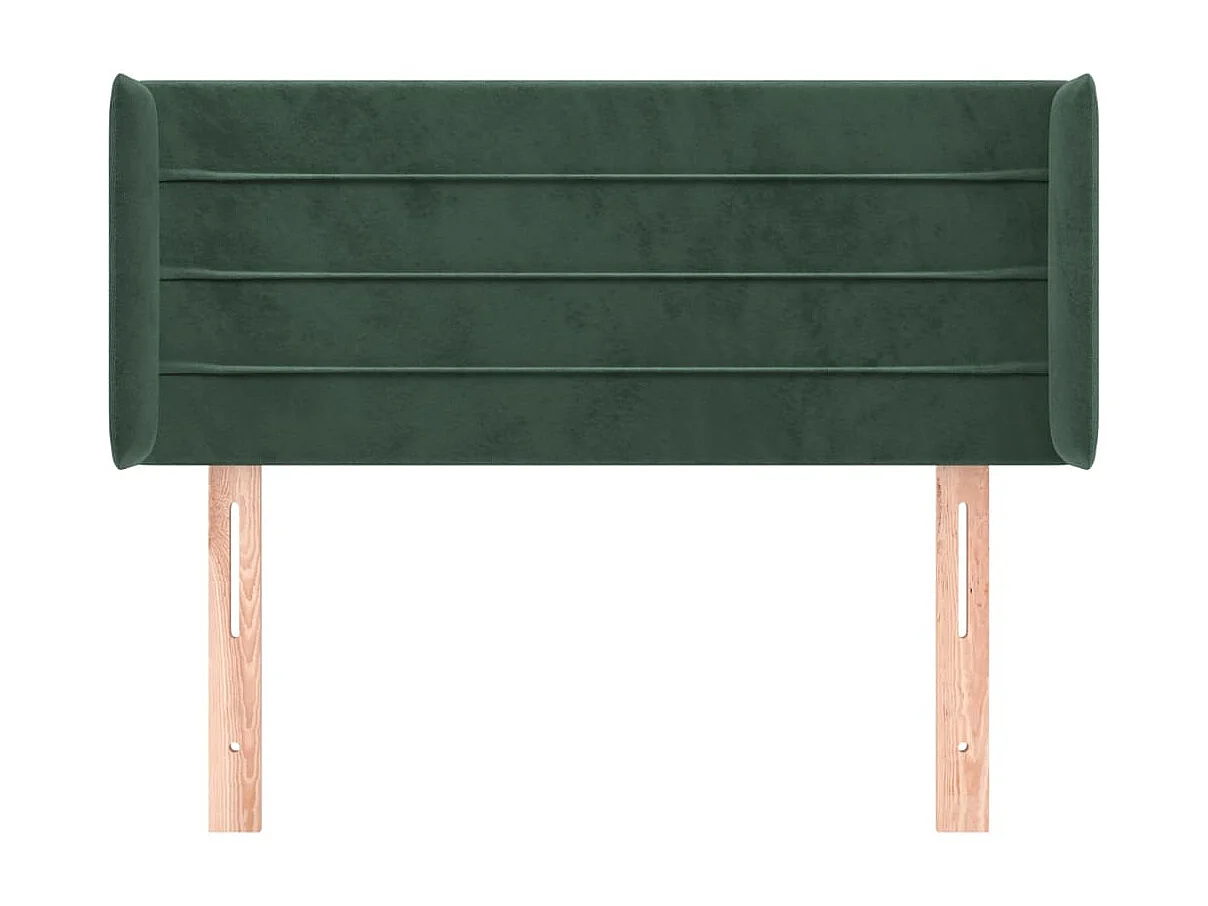 Tête de Lit | Panneau de tête pour lit Moderne avec oreilles Vert foncé 93x16x78/88 cm Velours