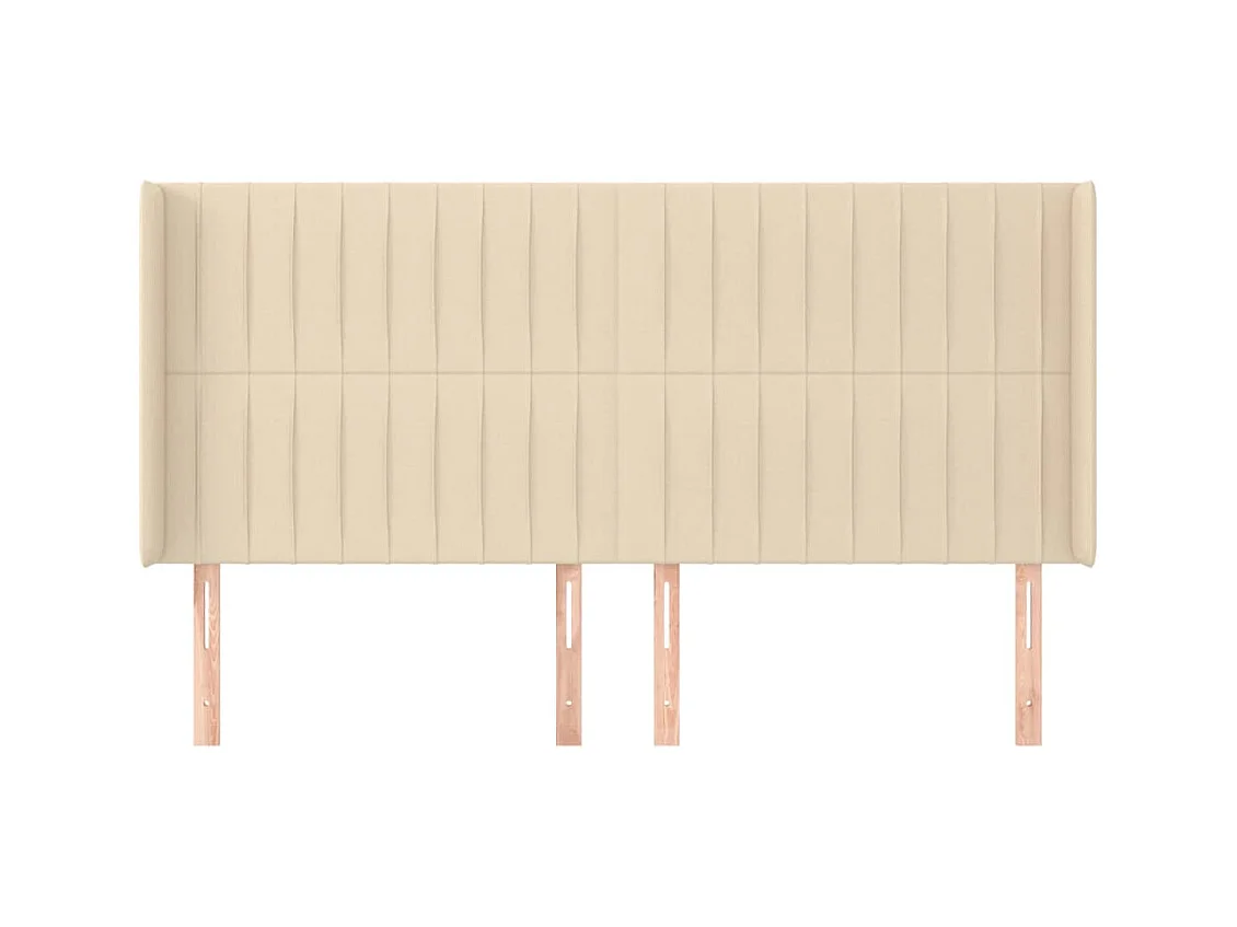 Cabecero | Cabezal de Cama | Mueble cabecero con orejas de tela color crema 163x16x118/128 cm