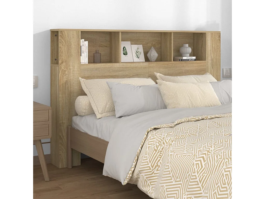Tête de Lit avec rangement | Armoire de tête de lit chêne sonoma 160x18,5x104,5 cm