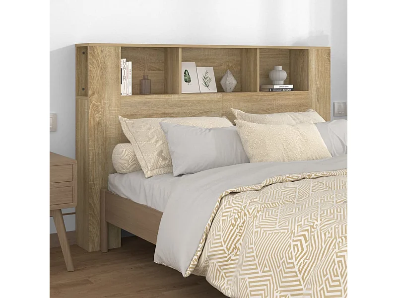 Tête de Lit avec rangement | Armoire de tête de lit chêne sonoma 160x18,5x104,5 cm