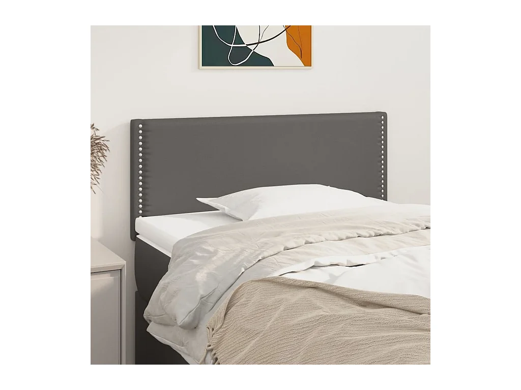 Mueble cabecero | Cabezal de cama | Cabecero de cuero sintético gris 90x5x78/88 cm
