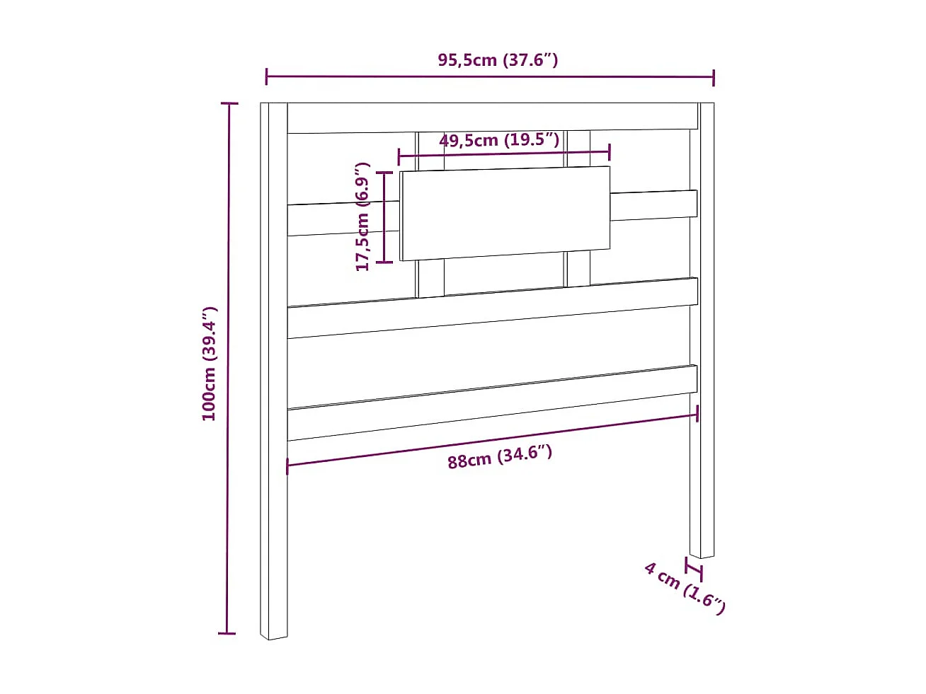Hoofdbord | Hoofdeinde 95,5x4x100 cm massief grenenhout honingbruin
