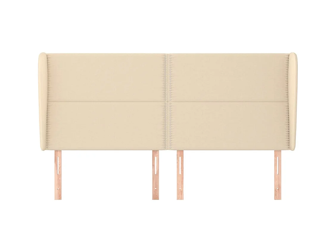 Cabecero | Cabezal de Cama | Mueble cabecero con orejas de tela color crema 183x23x118/128 cm