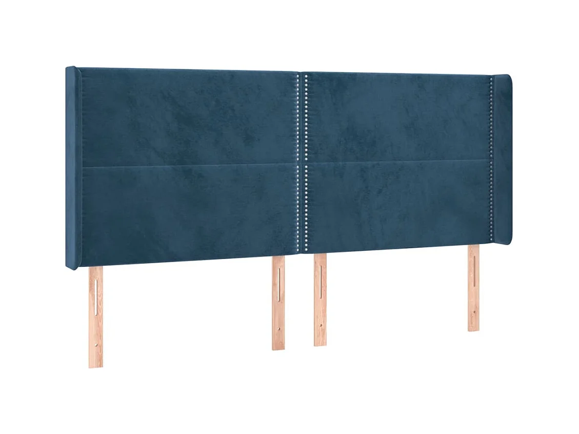 Tête de Lit | Panneau de tête pour lit Moderne à LED Bleu foncé 183x16x118/128 cm Velours