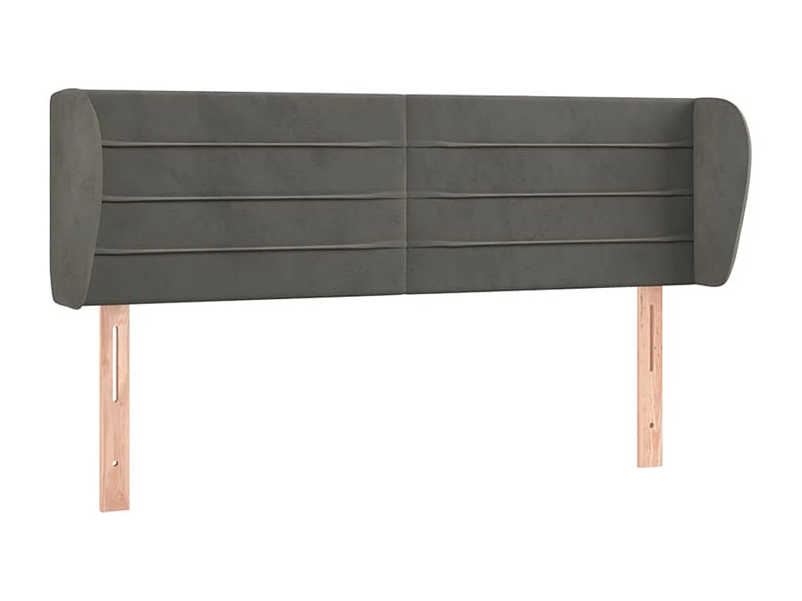 Mueble cabecero | Cabezal de cama | Cabecero de terciopelo gris oscuro 147x23x78/88 cm