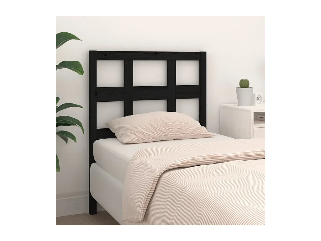 Cabecero de Cama | Cabezal de cama | Mueble de cabecero madera maciza de pino negro 95,5x4x100 cm