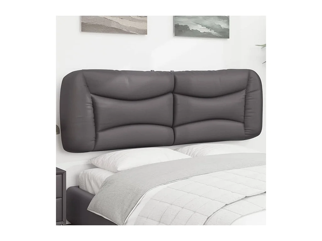 Cabecero de Cama | Cabezal de cama | Mueble de cabecero acolchado Hvar cuero sintético gris 160 cm