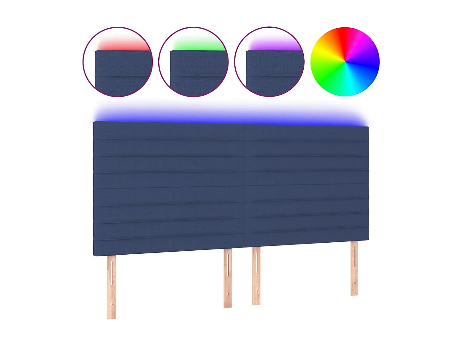 Hoofdbord | Hoofdeinde LED 200x5x118/128 cm stof blauw