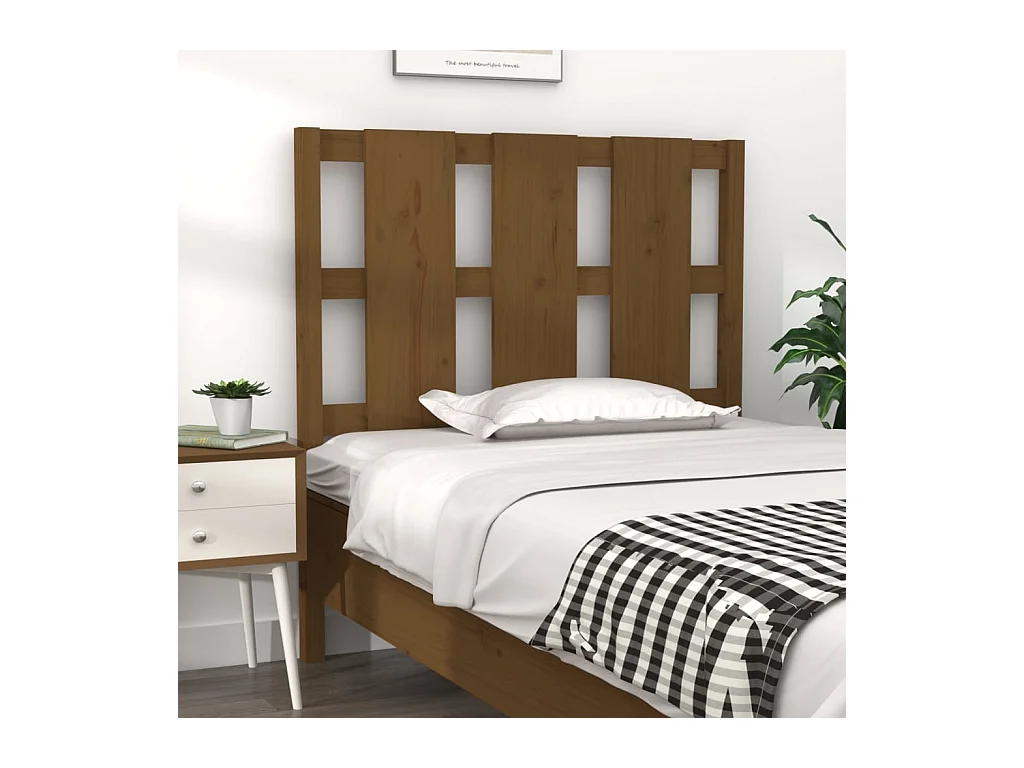 Cabecero de Cama | Cabezal de cama | Mueble de cabecero madera maciza pino marrón miel 95,5x4x100 cm