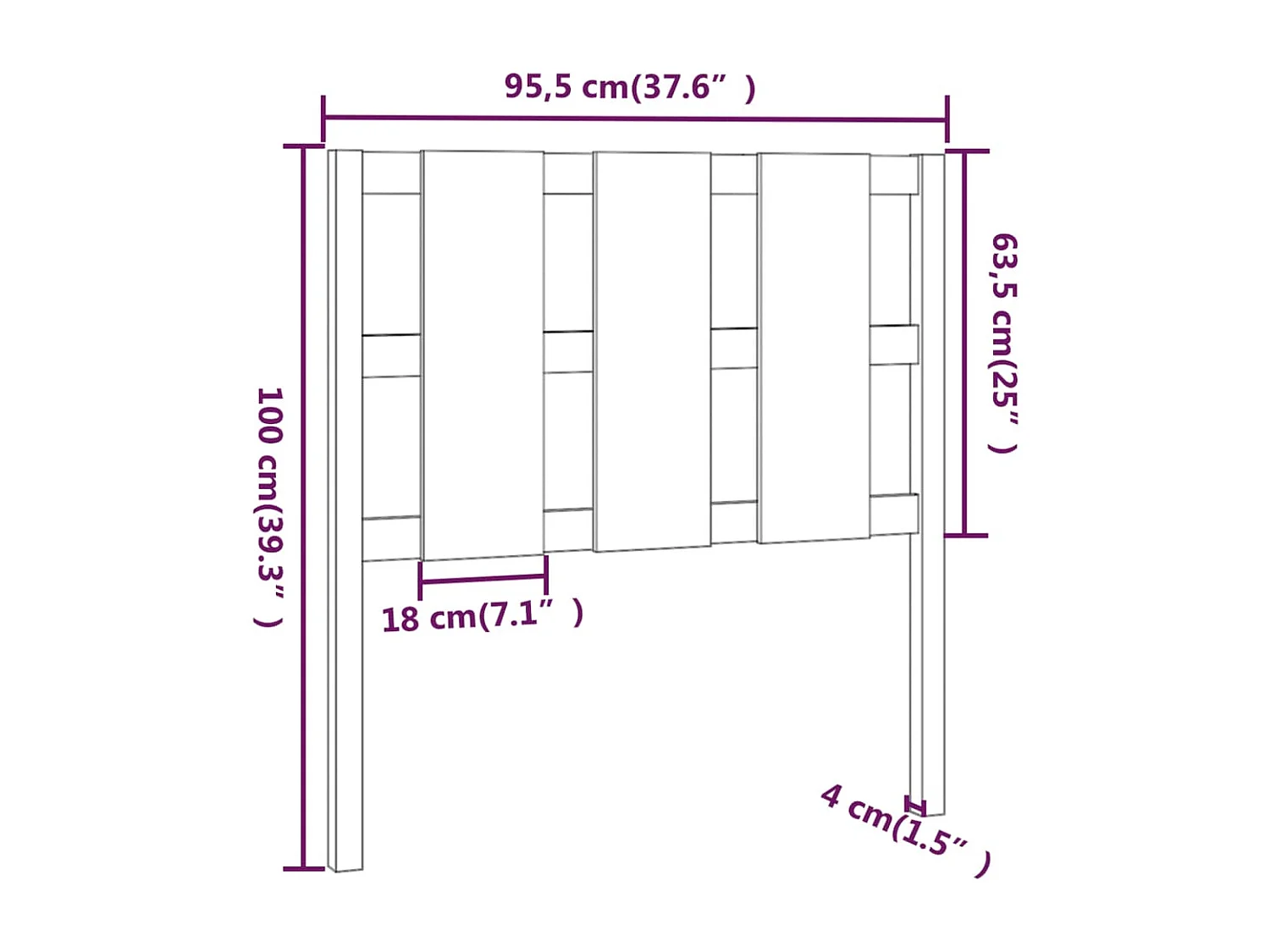 Tête de Lit | Panneau de tête pour lit Moderne Marron miel 95,5x4x100 cm Bois massif de pin