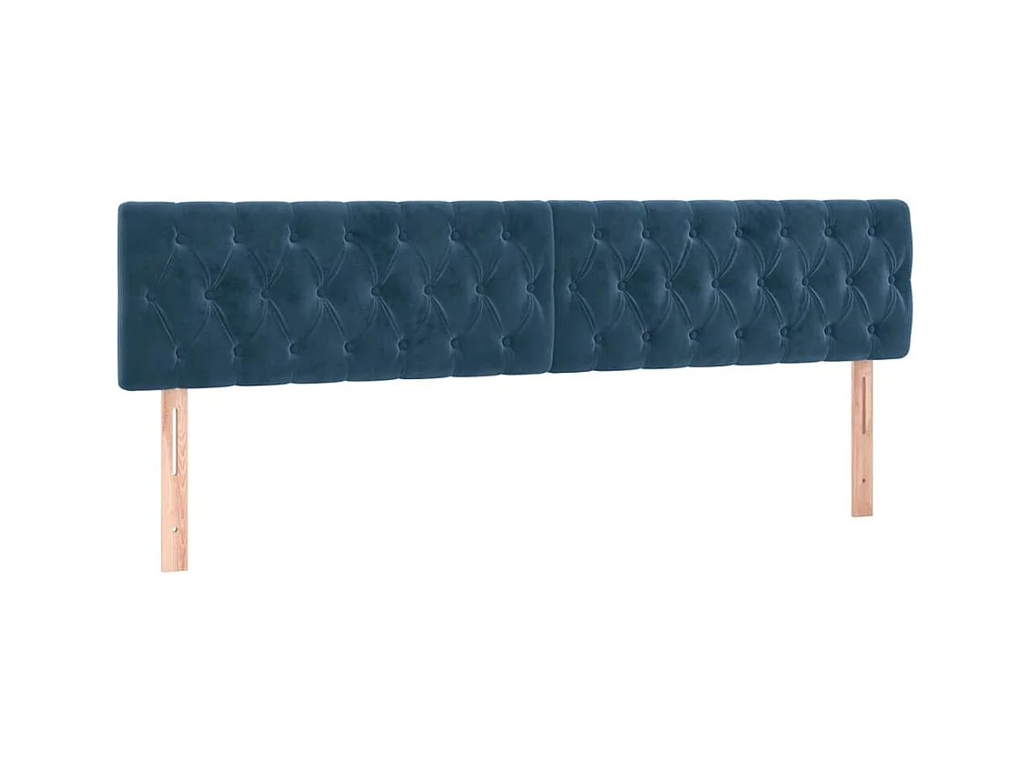 Cabecero | Cabezal de Cama | Mueble cabecero con LED de terciopelo azul oscuro 180x7x78/88 cm