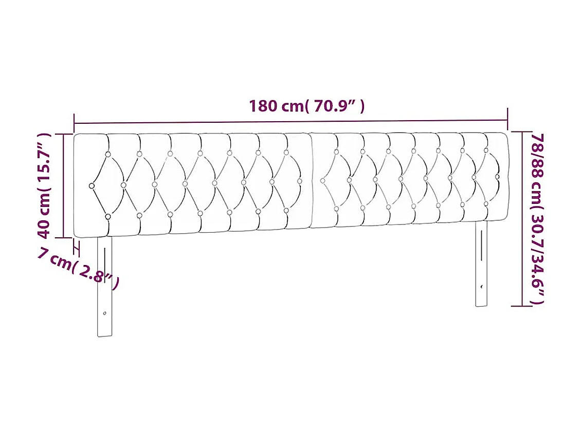 Hoofdbord | Hoofdeinde LED 180x7x78/88 cm fluweel donkerblauw
