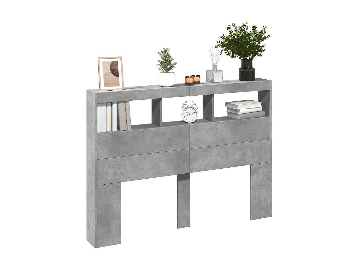 Cabecero de Cama | Cabezal de cama | Mueble de cabecero con luz LED gris hormigón 140x17x102 cm