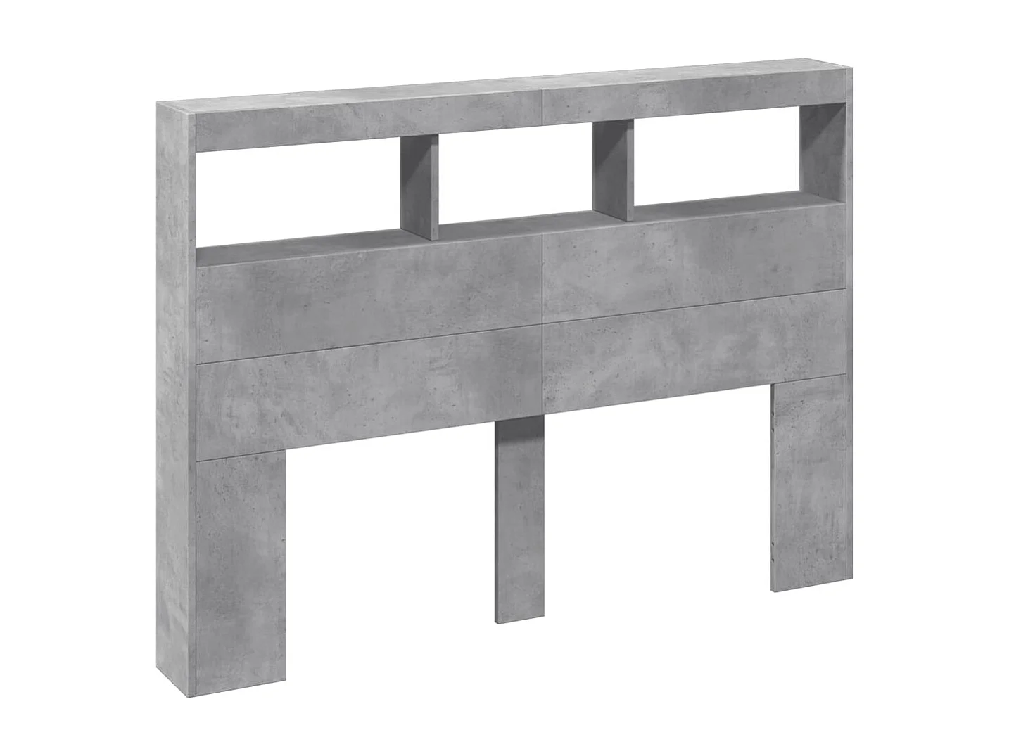 Tête de Lit avec rangement | Armoire de tête de lit avec LED gris béton 140x17x102 cm