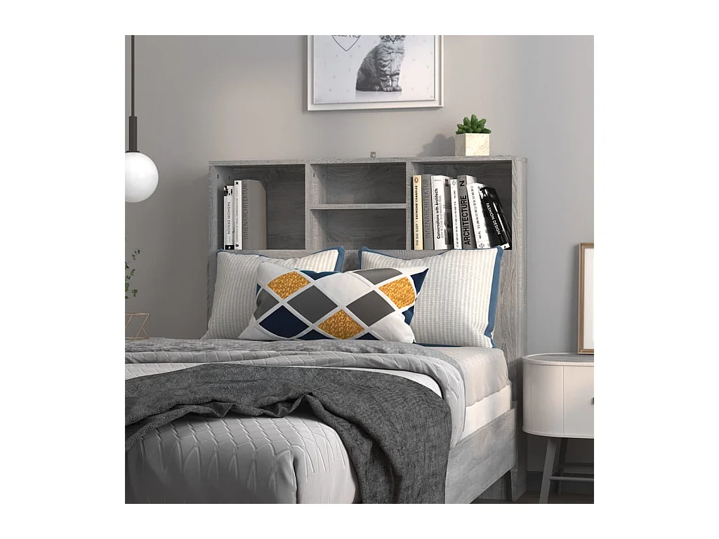Tête de Lit avec rangement | Armoire de tête de lit Sonoma gris 100x19x103,5 cm