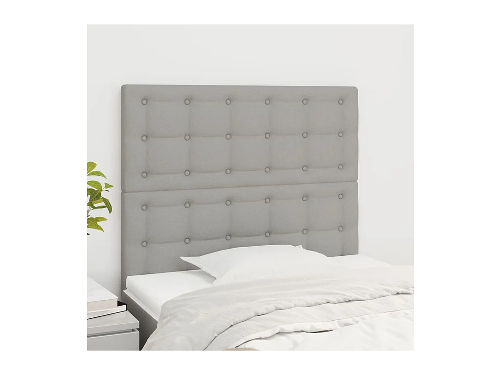 Cabeceros | Cabezal de cama | Mueble de cabecero 2 unidades de tela gris claro 90x5x78/88 cm