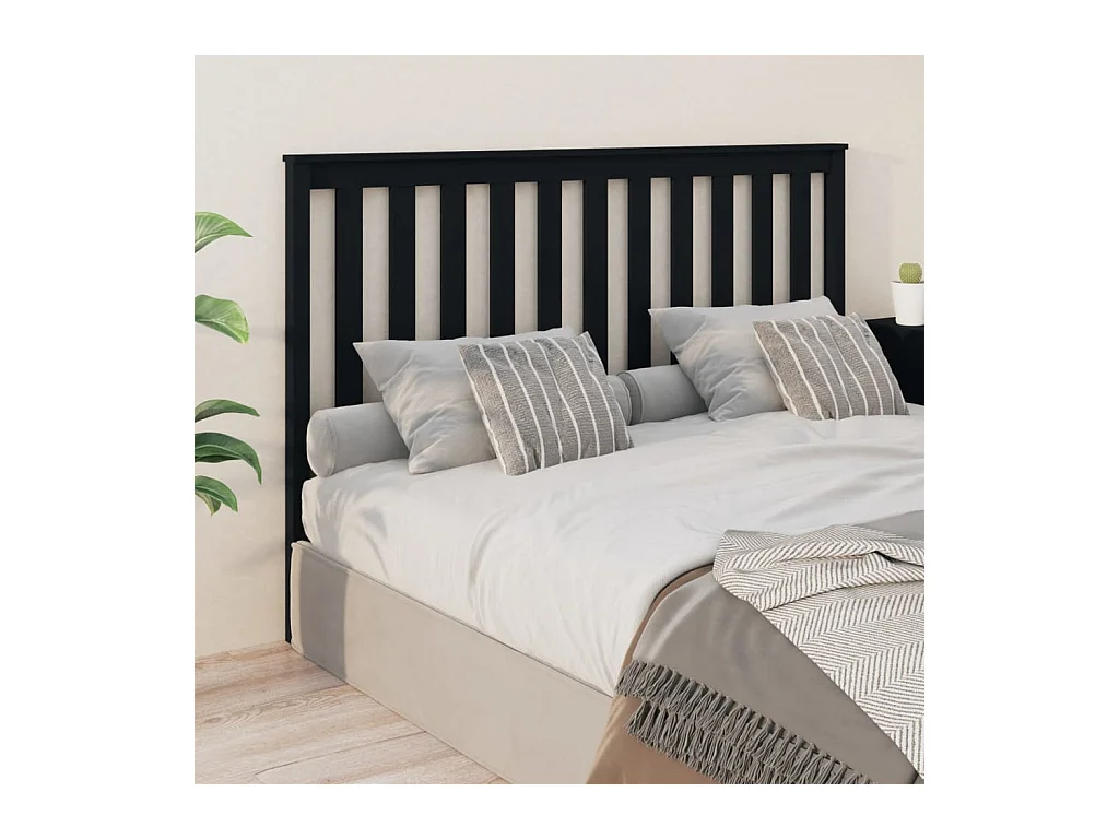 Cabecero de Cama | Cabezal de cama | Mueble de cabecero madera maciza de pino negro 166x4x100 cm