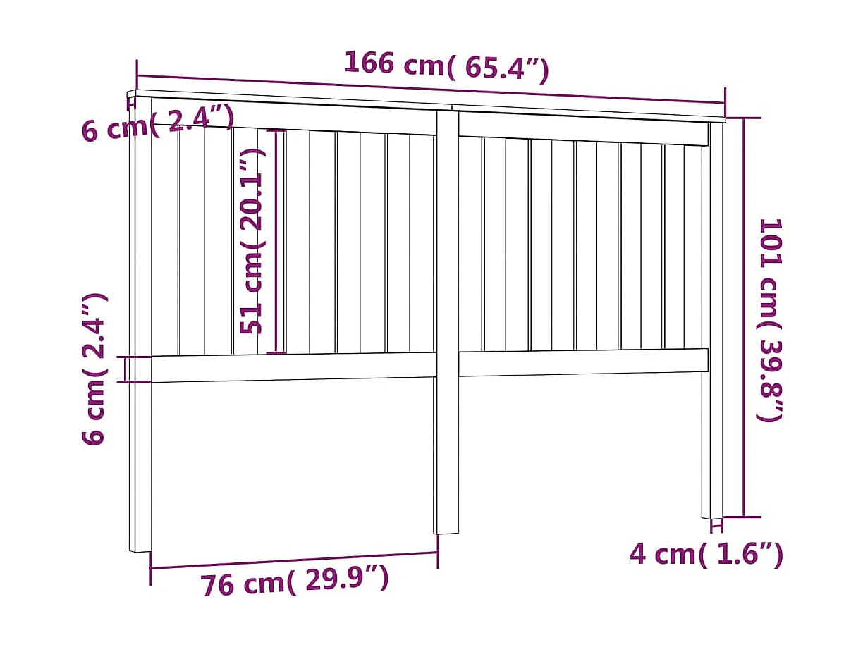 Tête de Lit | Panneau de tête pour lit Moderne Noir 166x6x101 cm Bois massif de pin