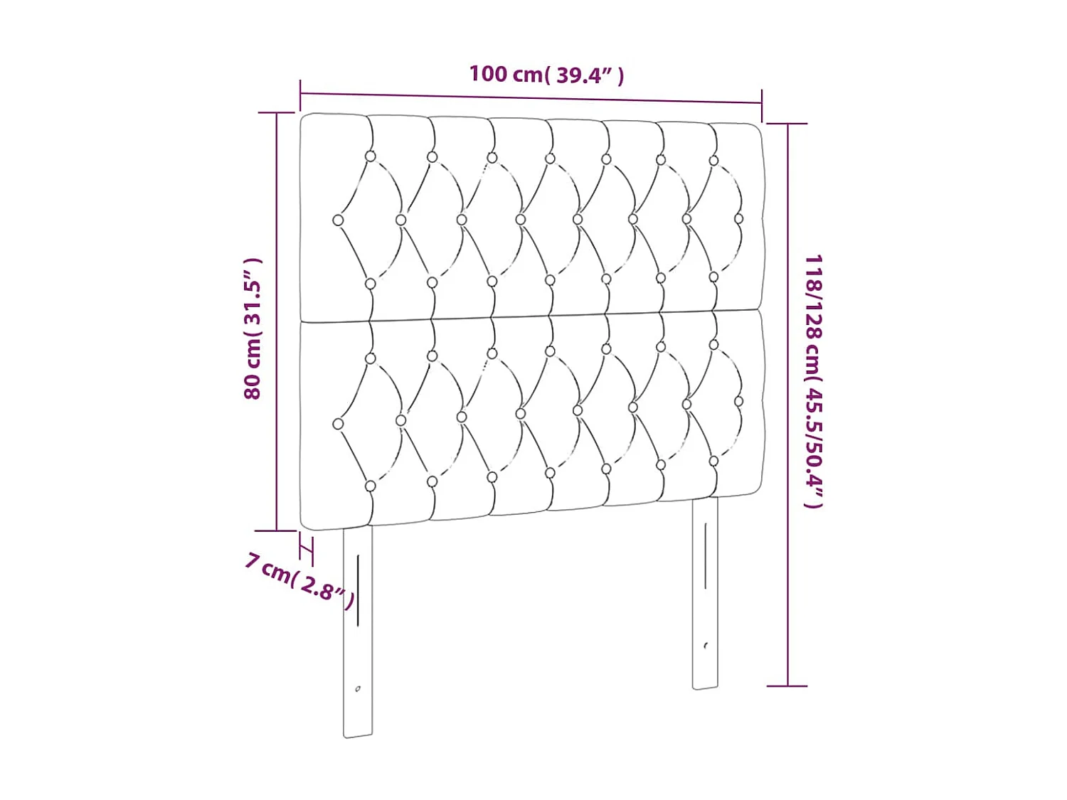 Tête de Lit | Panneau de tête pour lit Moderne à LED Noir 100x7x118/128 cm Tissu