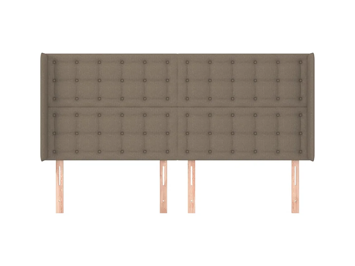 Cabecero | Cabezal de Cama | Mueble cabecero con orejas de tela gris taupe 203x16x118/128 cm