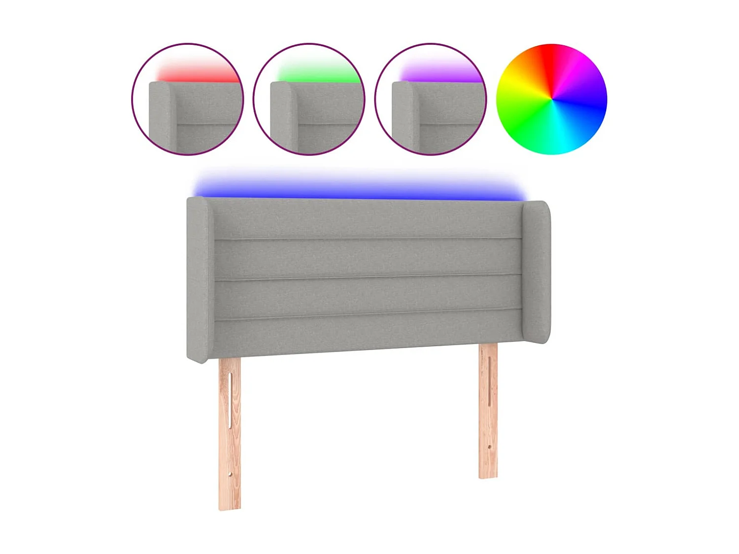 Mueble cabecero | Cabezal de cama | Cabecero con LED de tela gris claro 83x16x78/88 cm