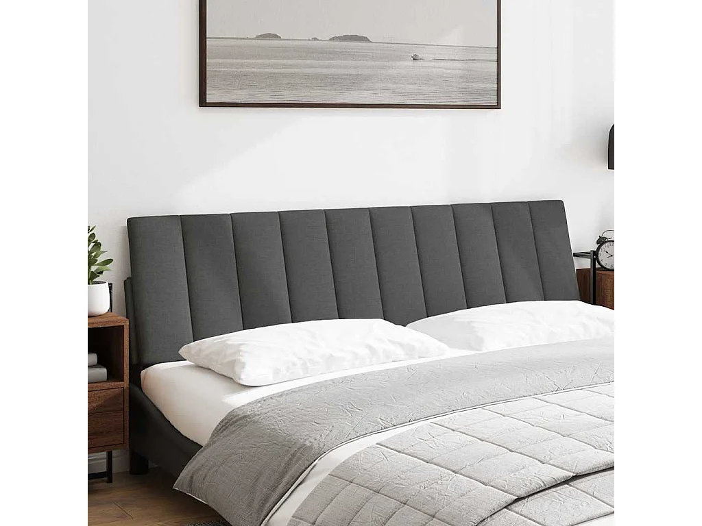 Tête de lit | Coussin de tête de lit | Tête de lit décoratif gris foncé 180 cm tissu