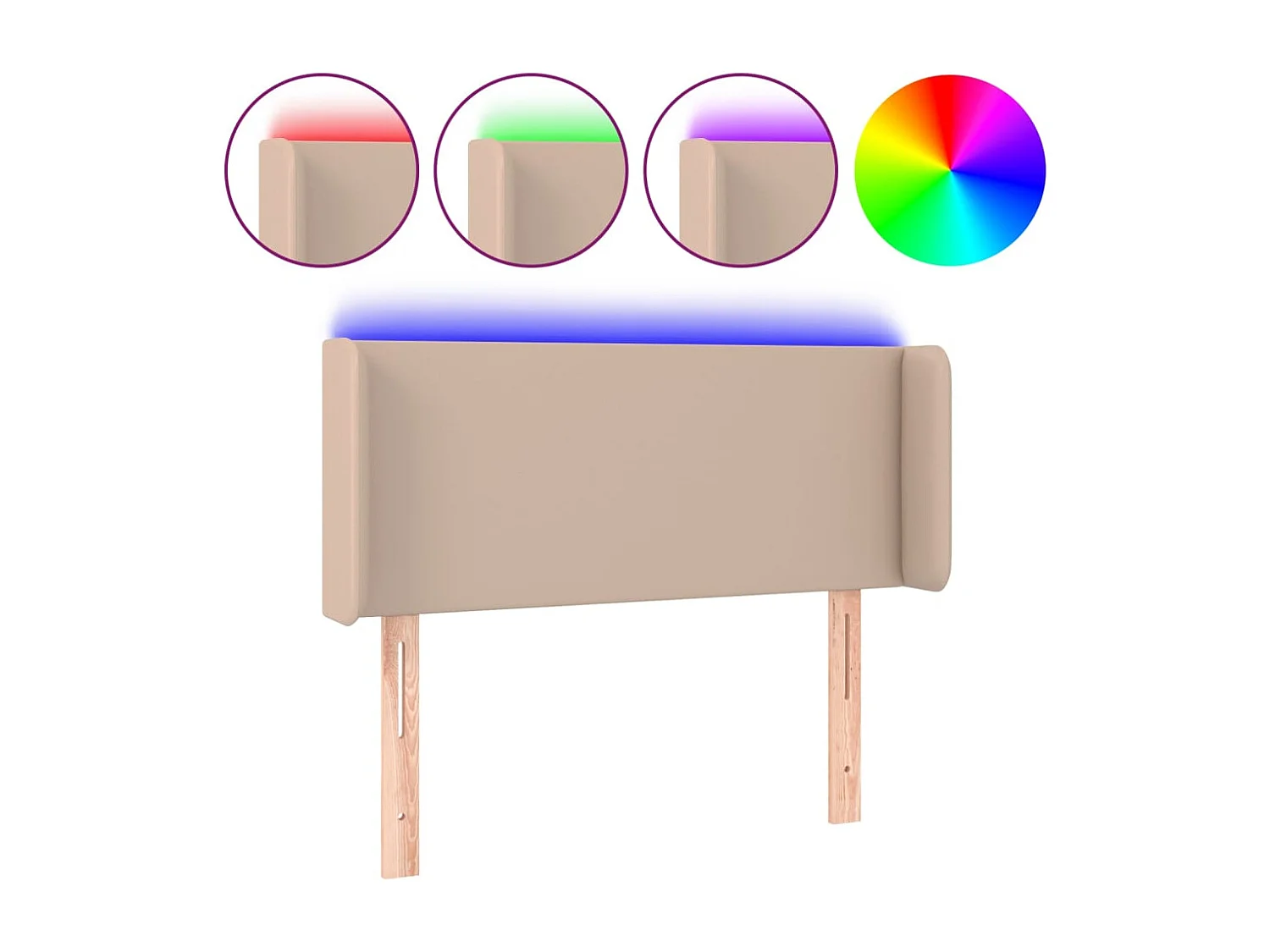 Tête de Lit | Panneau de tête pour lit Moderne à LED Cappuccino 93x16x78/88 cm Similicuir